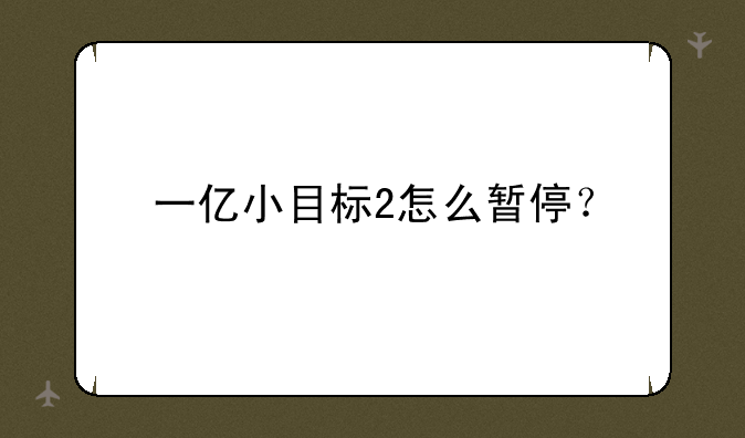 一亿小目标2怎么暂停？