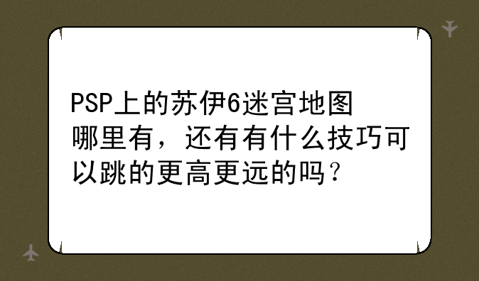 PSP上的苏伊6迷宫地图哪里有，还有有什么技巧可以跳的更高更远的吗？