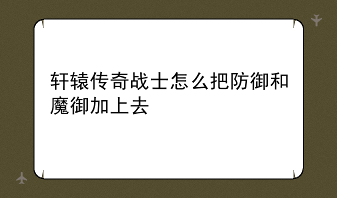 轩辕传奇战士怎么把防御和魔御加上去