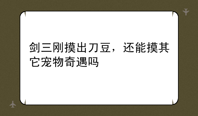 剑三刚摸出刀豆，还能摸其它宠物奇遇吗