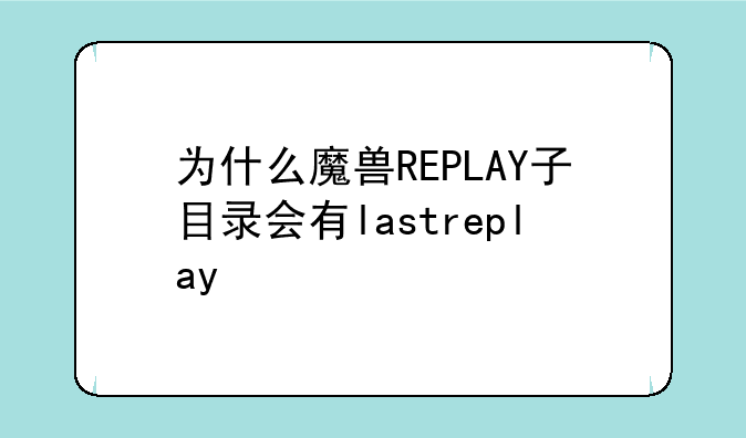 为什么魔兽REPLAY子目录会有lastreplay