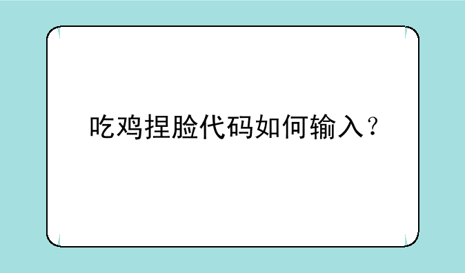 吃鸡捏脸代码如何输入？