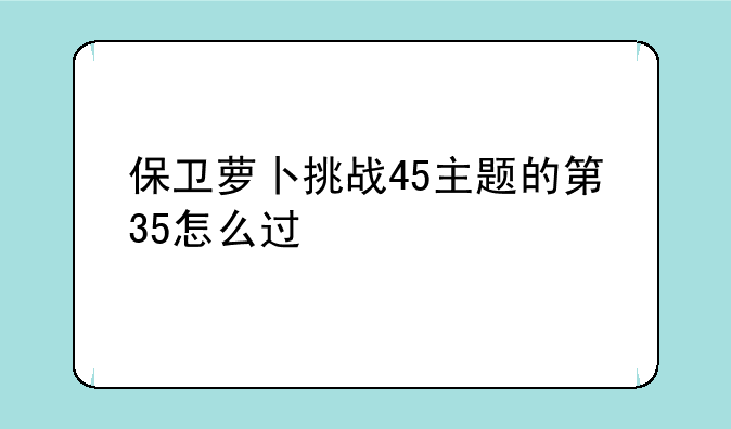 保卫萝卜挑战45主题的第35怎么过