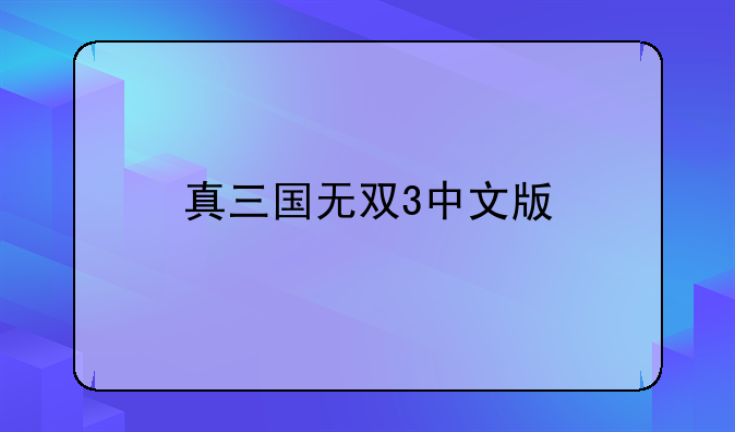 真三国无双3中文版