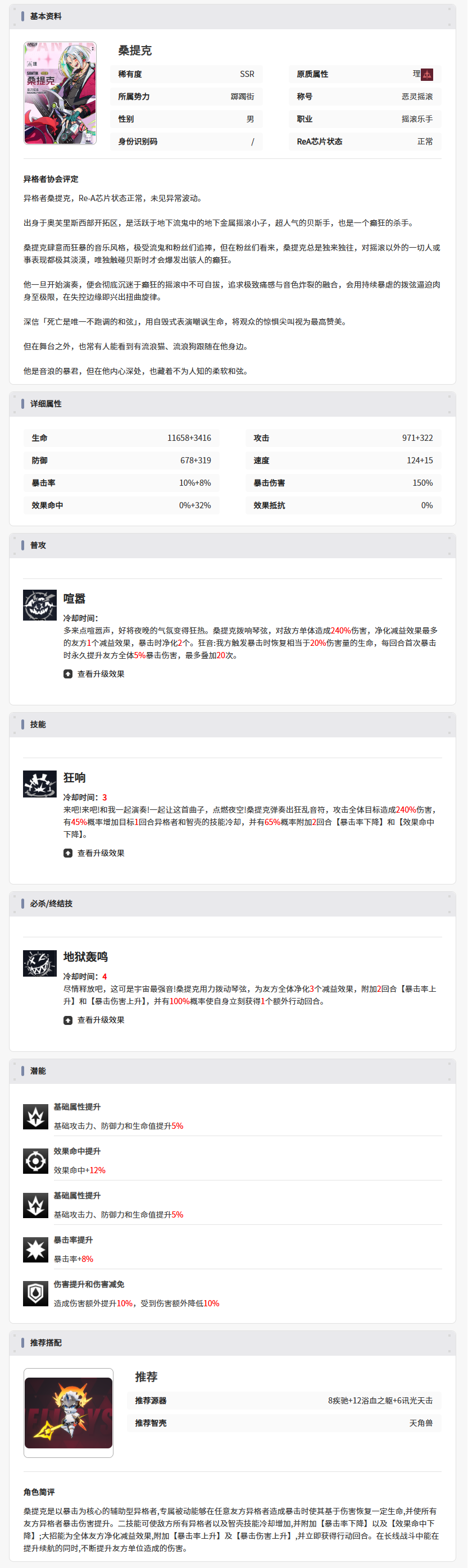 伊瑟【美梦 角色攻略】恶灵摇滚 &middot; 桑提克